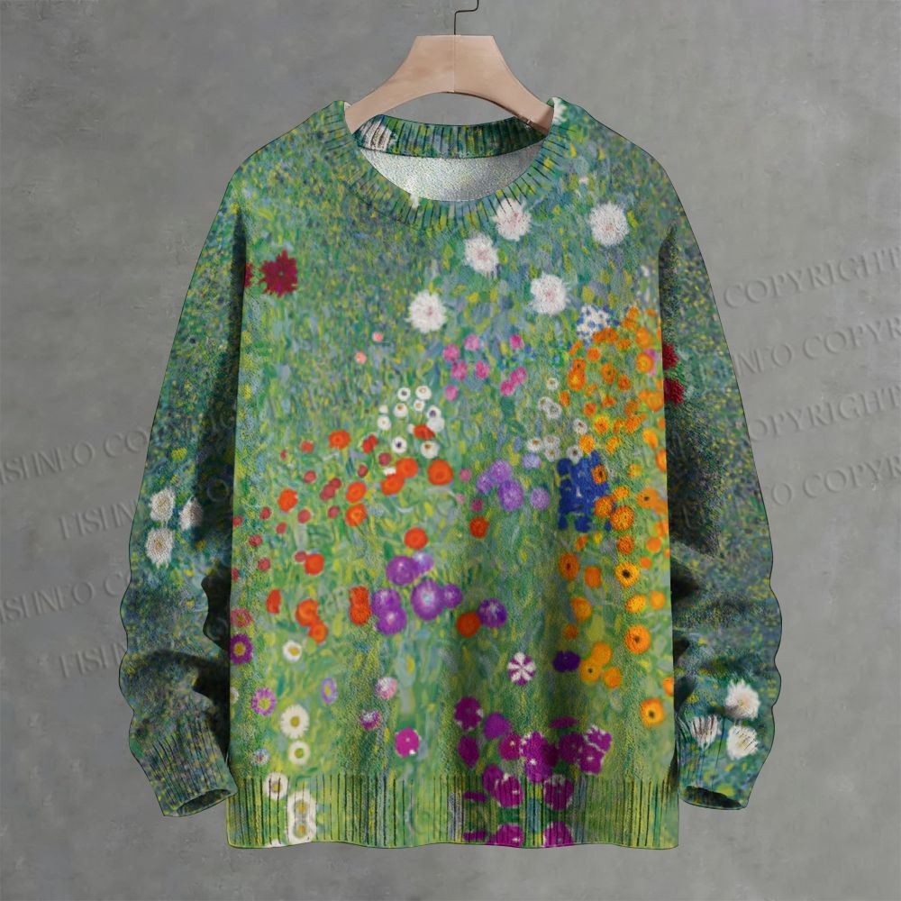 Klimt Flowers Crew Neck Sweater