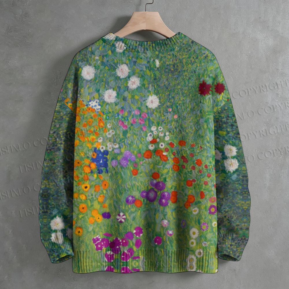 Klimt Flowers Crew Neck Sweater
