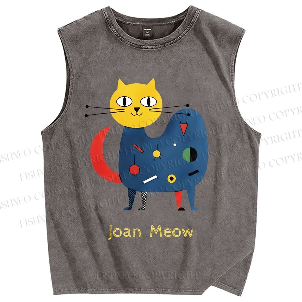 Unisex Joan Meow Printed Washed Tank Top