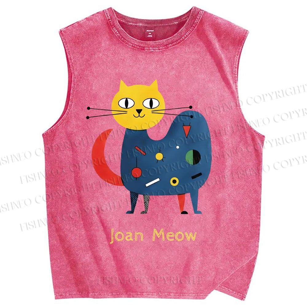 Unisex Joan Meow Printed Washed Tank Top