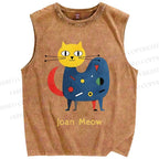 Unisex Joan Meow Printed Washed Tank Top