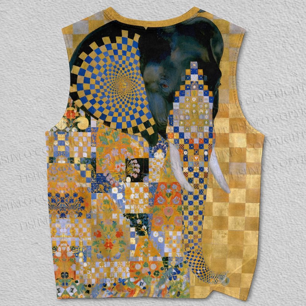 Unisex Klimt Elephant Printed Tank Top