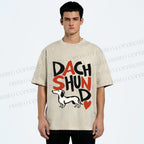Unisex Dachshund Printed Washed Tee