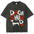 Unisex Dachshund Printed Washed Tee