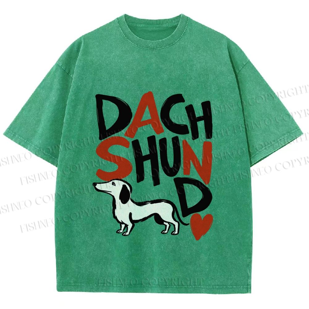 Unisex Dachshund Printed Washed Tee