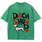 Unisex Dachshund Printed Washed Tee