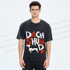 Unisex Dachshund Printed Washed Tee