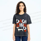 Unisex Dachshund Printed Washed Tee