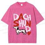 Unisex Dachshund Printed Washed Tee