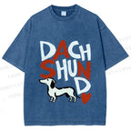 Unisex Dachshund Printed Washed Tee