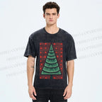 Unisex Christmas Tree Printed Washed Tee