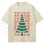 Unisex Christmas Tree Printed Washed Tee
