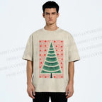 Unisex Christmas Tree Printed Washed Tee