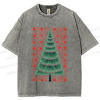 Unisex Christmas Tree Printed Washed Tee