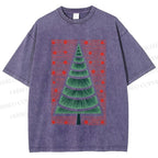 Unisex Christmas Tree Printed Washed Tee