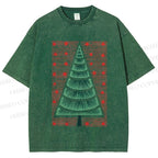 Unisex Christmas Tree Printed Washed Tee
