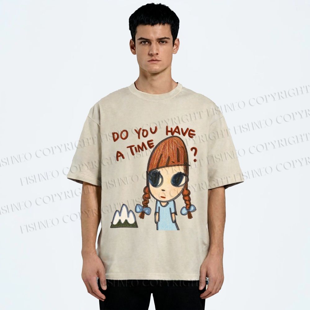 Unisex Yoshitomo Nara Girl Printed Washed Tee