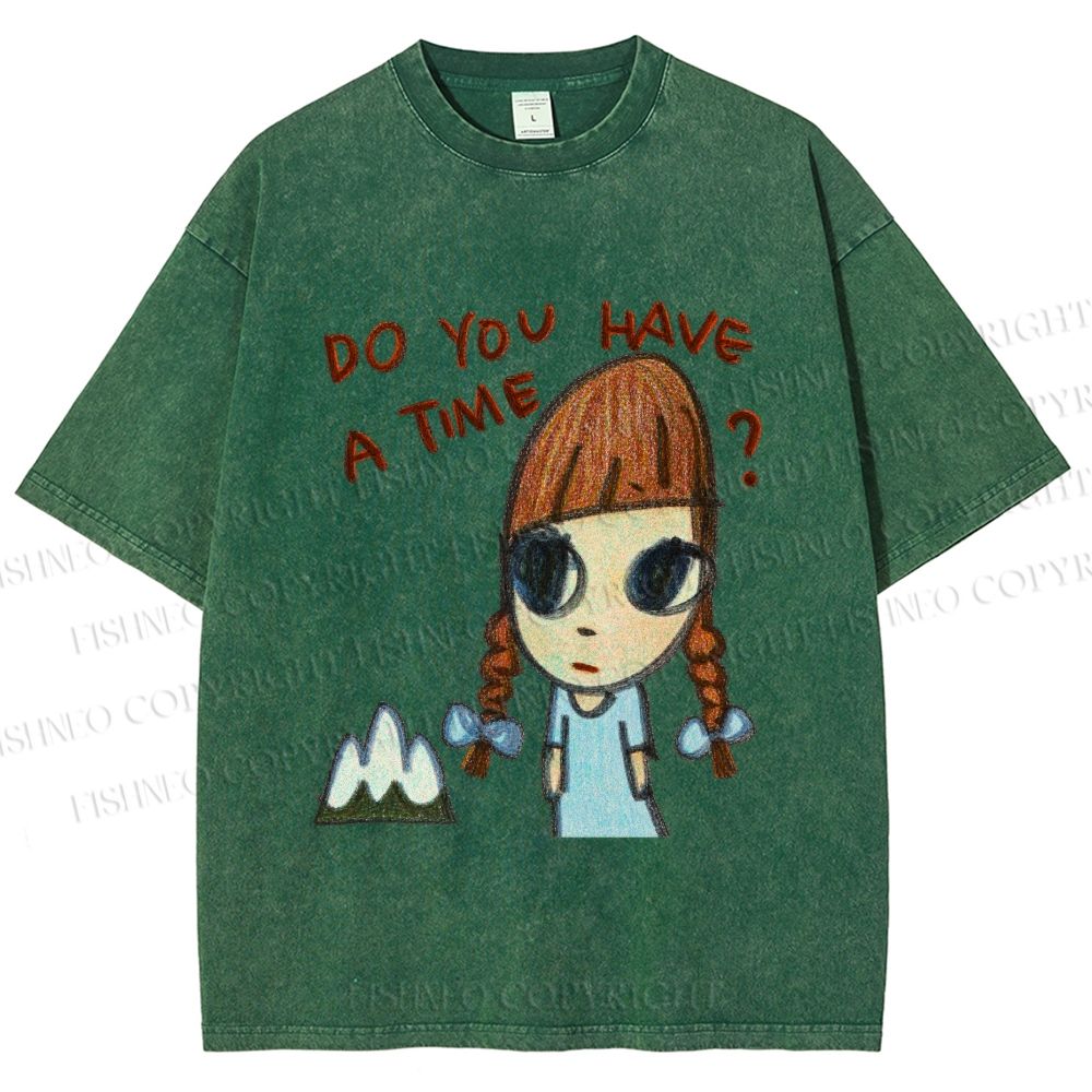 Unisex Yoshitomo Nara Girl Printed Washed Tee