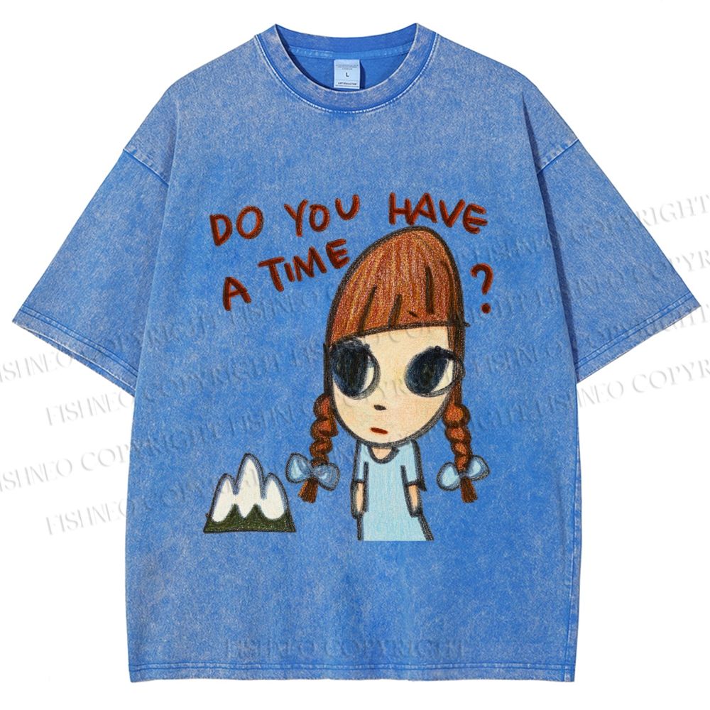 Unisex Yoshitomo Nara Girl Printed Washed Tee