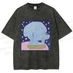 Unisex Crying Blue Dog Meme Printed Washed Tee
