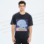 Unisex Crying Blue Dog Meme Printed Washed Tee
