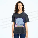 Unisex Crying Blue Dog Meme Printed Washed Tee