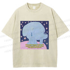 Unisex Crying Blue Dog Meme Printed Washed Tee