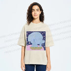 Unisex Crying Blue Dog Meme Printed Washed Tee
