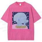 Unisex Crying Blue Dog Meme Printed Washed Tee