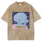Unisex Crying Blue Dog Meme Printed Washed Tee