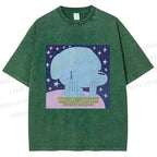 Unisex Crying Blue Dog Meme Printed Washed Tee