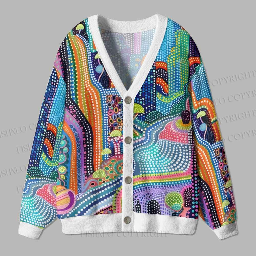 Yayoi Kusama Mushroom Art Ugly Cardigan Sweater