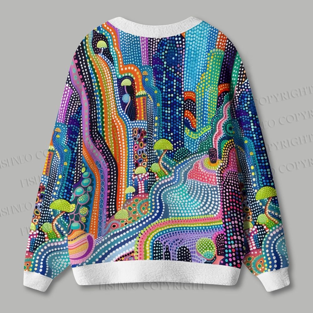 Yayoi Kusama Mushroom Art Ugly Cardigan Sweater