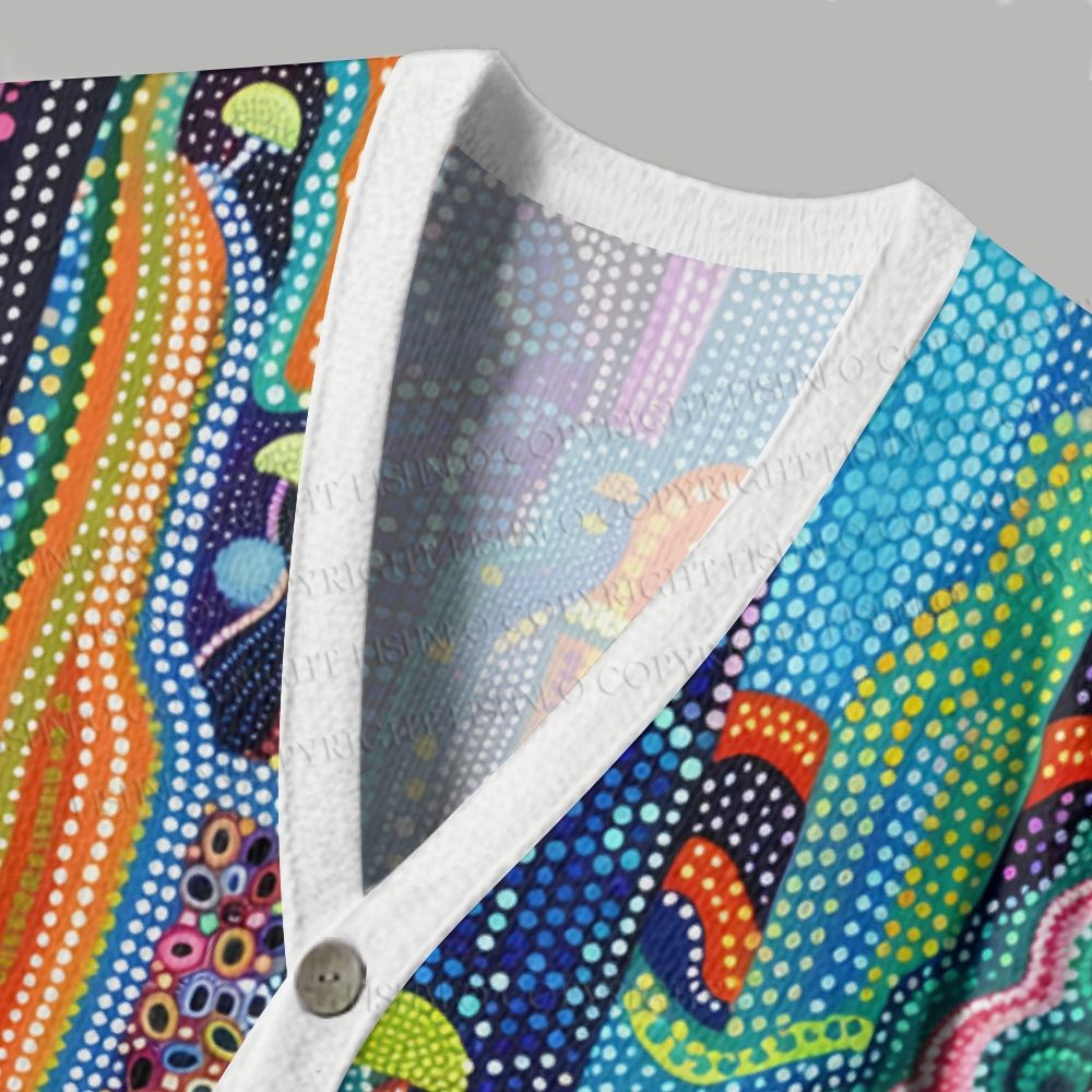 Yayoi Kusama Mushroom Art Ugly Cardigan Sweater