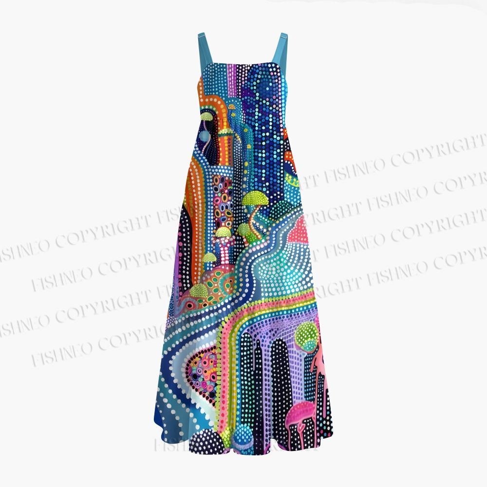 Yayoi Kusama Mushroom Art Maxi Dresses