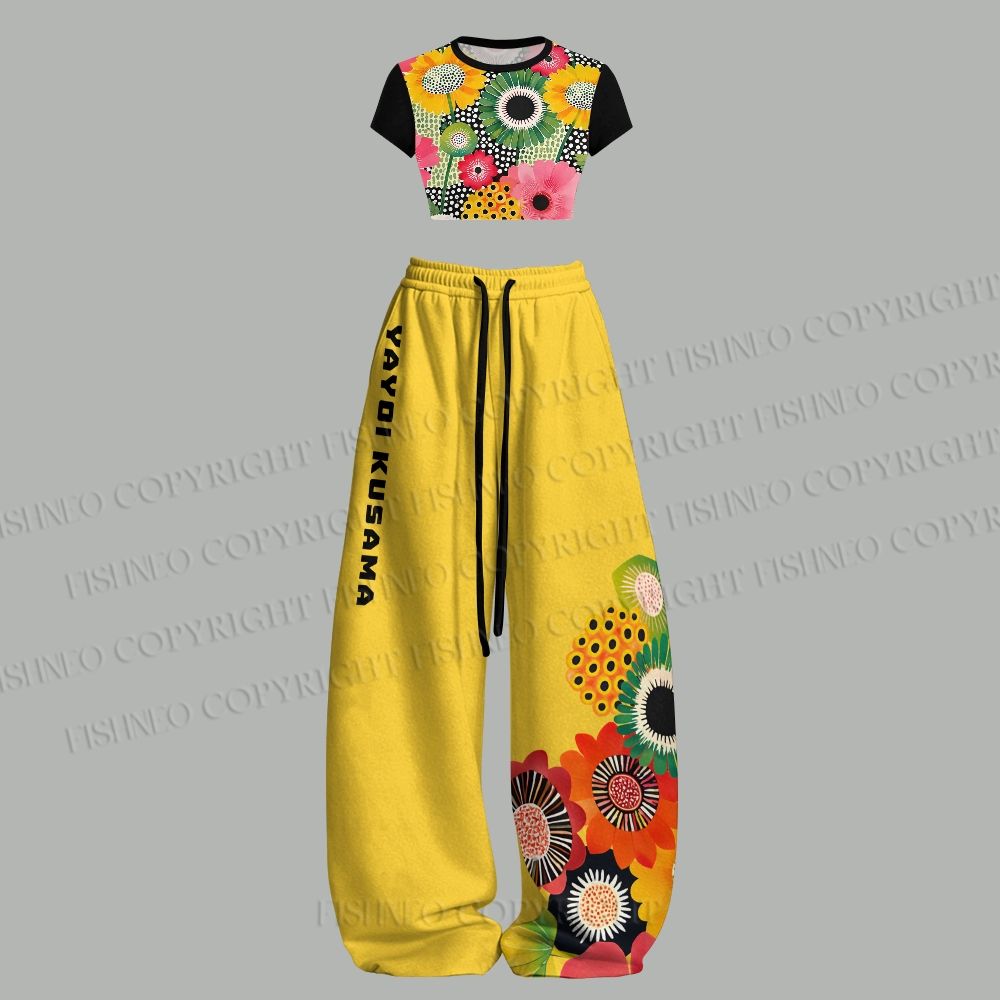 Flowers Yayoi Kusama Women T-Shirt  & Elasticated Trousers Two-Piece Set
