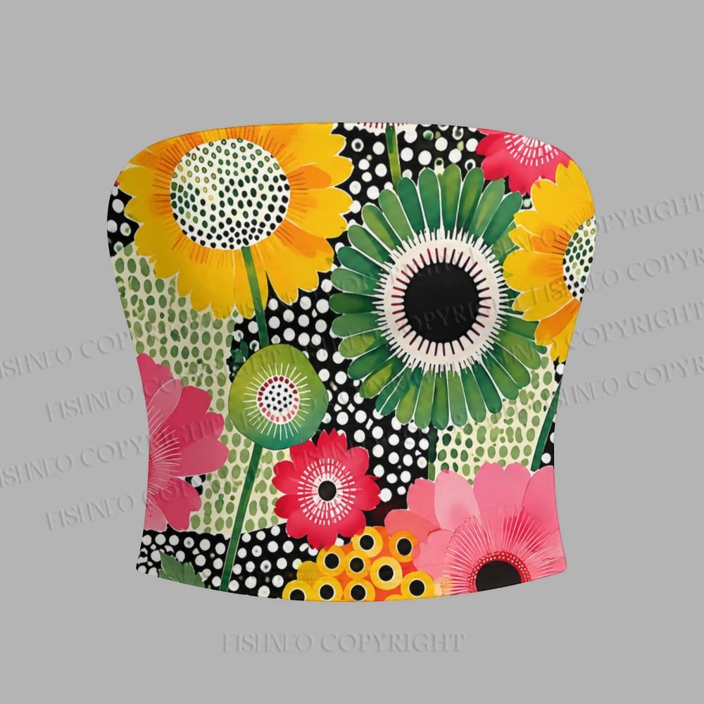 Flowers Yayoi Kusama Tight Casual Camisole Tops & Elasticated Trousers Two-Piece Set