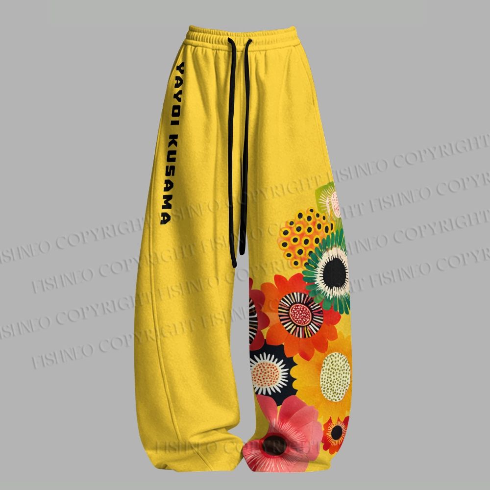 Flowers Yayoi Kusama Tight Casual Camisole Tops & Elasticated Trousers Two-Piece Set