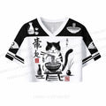 Ramen Cat Printed Crop Sport Jersey Shirts