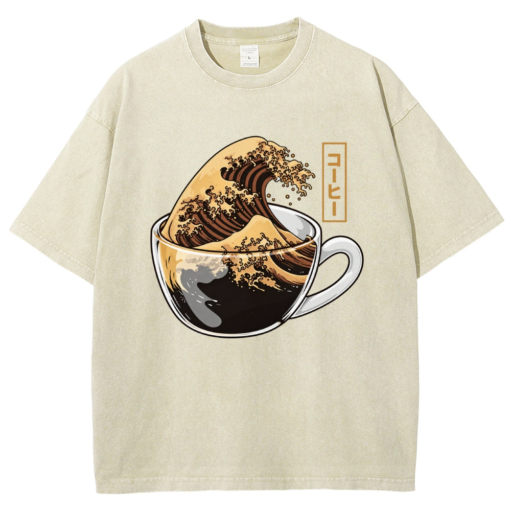 Coffee Wave Washed T-Shirt
