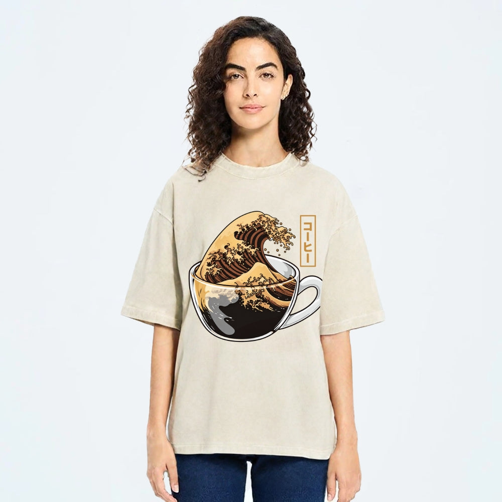 Coffee Wave Washed T-Shirt