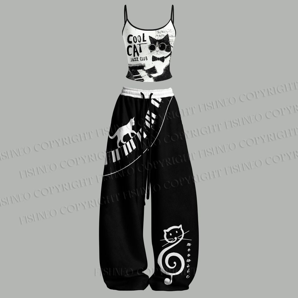 Cool Cat Jazz Club Top & Elasticated Trousers Two-Piece Set