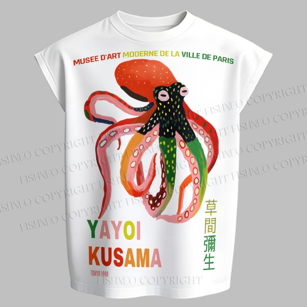 Men's Yayoi Kusama Octopus Sleeveless Tank Top & Elasticated Trousers pants Two-Piece Streetwear Set