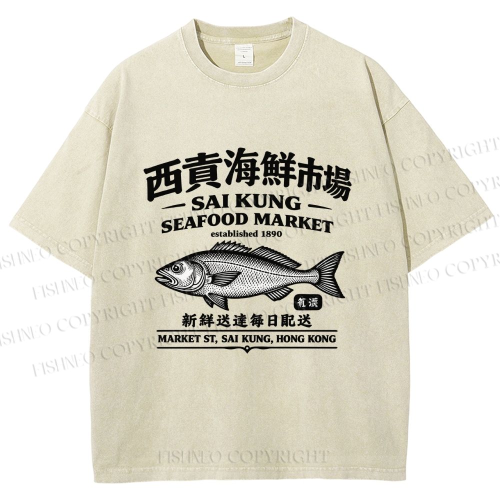 Unisex Sai Kung Seafood Market Printed Washed Tee