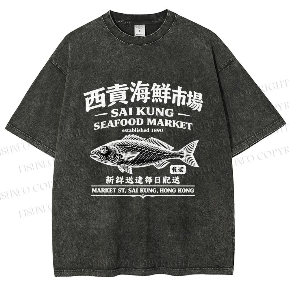 Unisex Sai Kung Seafood Market Printed Washed Tee