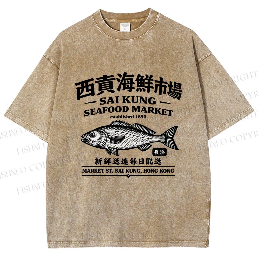 Unisex Sai Kung Seafood Market Printed Washed Tee