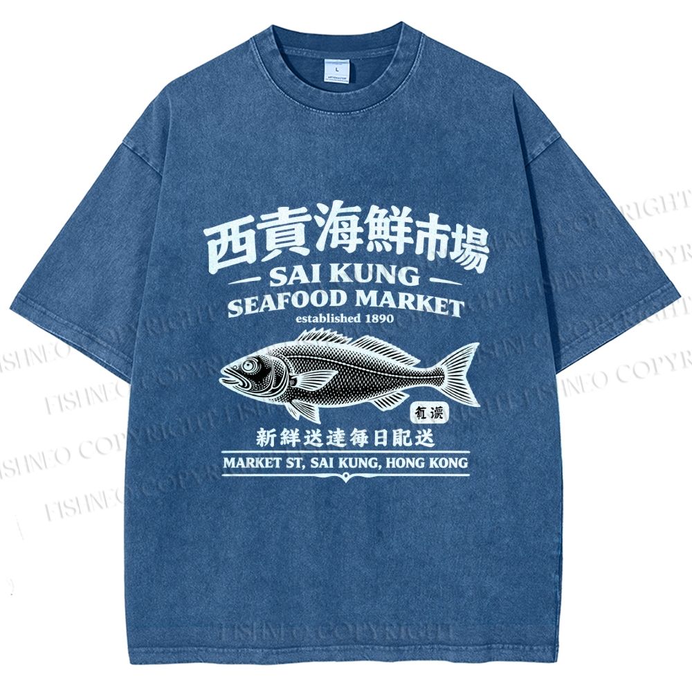 Unisex Sai Kung Seafood Market Printed Washed Tee