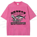Unisex Hakodate Seafood Market Printed Washed Tee