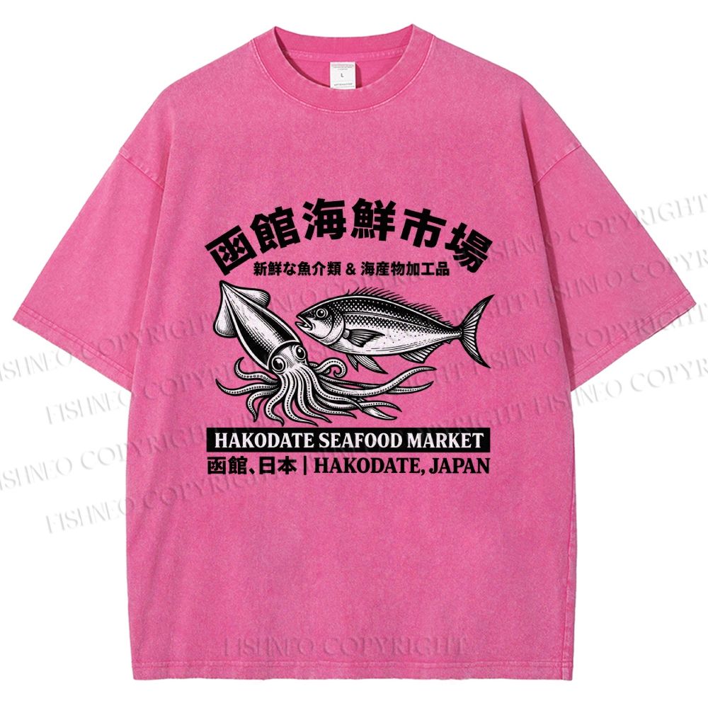 Unisex Hakodate Seafood Market Printed Washed Tee