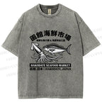 Unisex Hakodate Seafood Market Printed Washed Tee